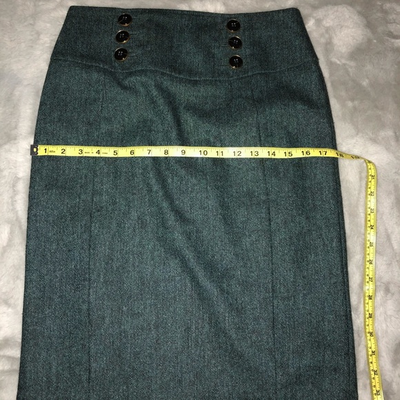 Teal Tweed Skirt Pencil Back Zipper - Picture 9 of 10